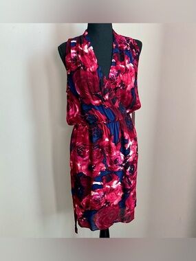 Aryn K NWT Hi-Lo Blouson Dress — Bold Rose Print Open Back S
